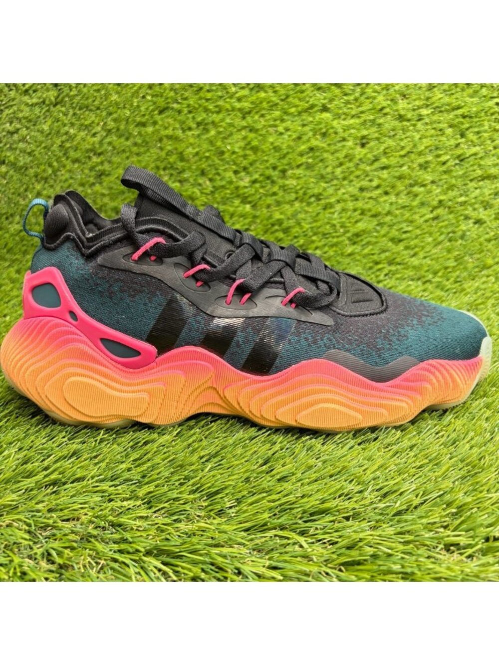 Adidas Trae Young 3 Mens Size 8.5 Black Orange Pink Basketball Shoes Sneakers